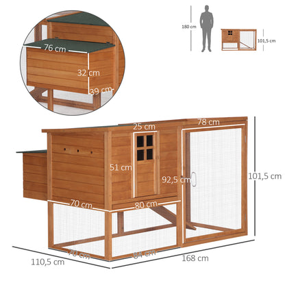 Pawhut Gallinero Exterior De Madera Con Corredor Techo Abatible 168x110.5x101.5_2