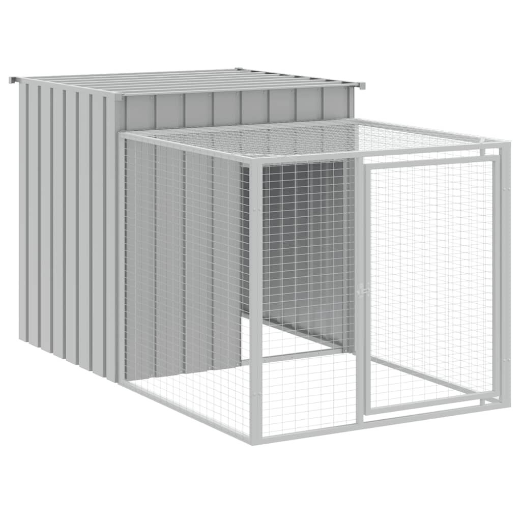 Vidaxl Jaula Para Gallinas Con Corral, Gris Claro, 110 X 201 X 110 Cm, Acero Galvanizado_0