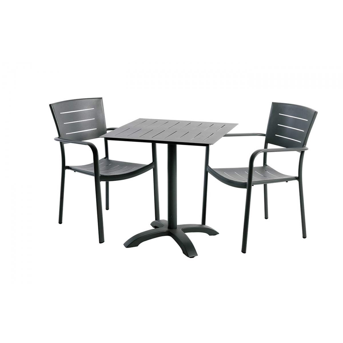 Lote De 4 Sillas De Jardín Apilables Inari Aluminio Carbono Negro - Muebles De Jardín - 56x58xh85cm_2