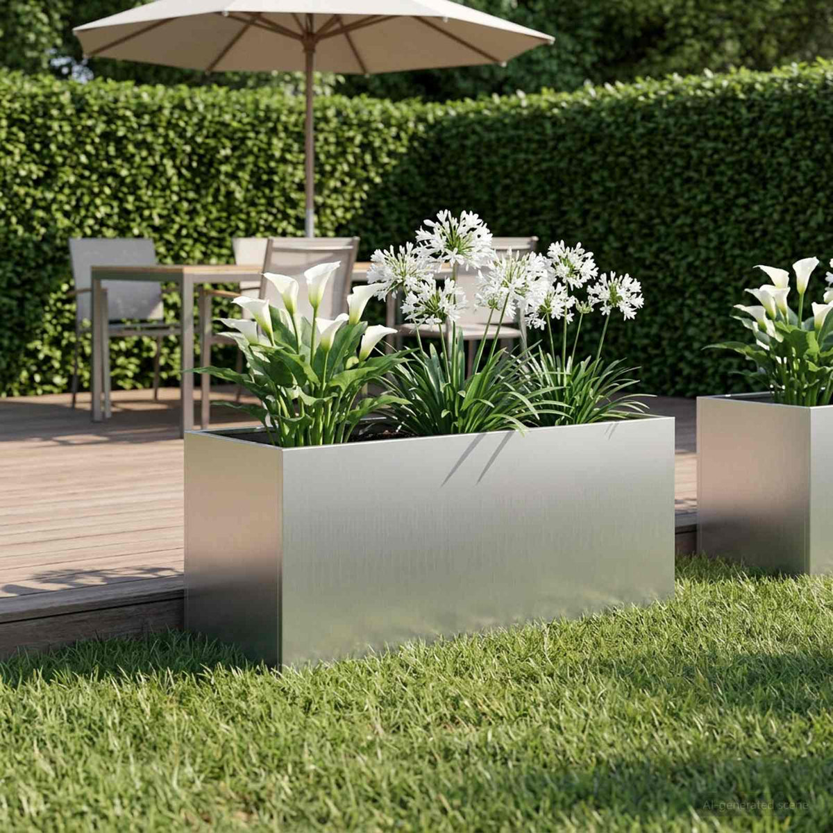 Macetero De Jardín Plateado 80 X 40 X 40 Cm Acero Galvanizado_1
