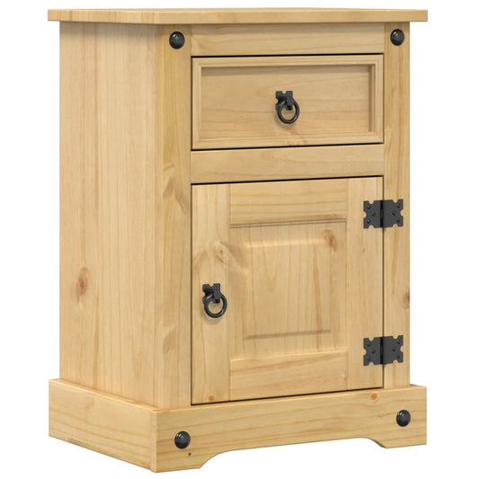 Mesita De Noche Corona Madera Maciza De Pino 45x35x64 Cm_0