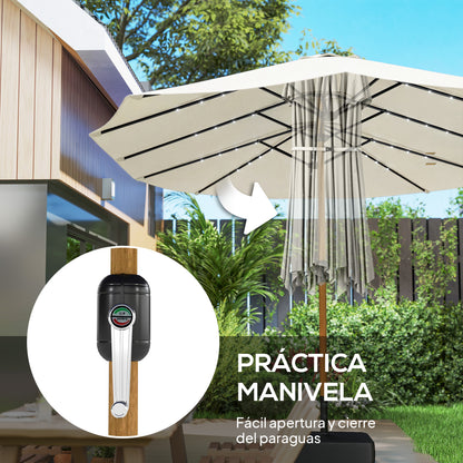 Outsunny Sombrilla Doble 4,6x2,6 M Con 48 Luces Led Base Incluida Y Manivela_5
