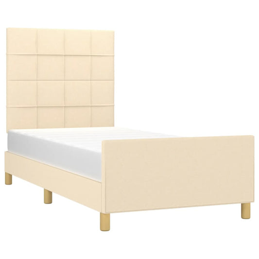 Estructura De Cama Con Cabecero De Tela Color Crema 80x200 Cm / Vetonek_0