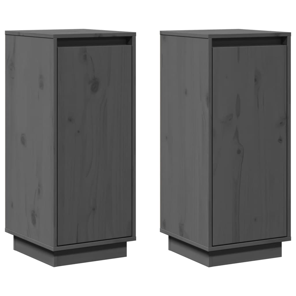 Aparador 2 Uds Madera Maciza De Pino Gris 31,5x34x75 Cm / Vetonek_1