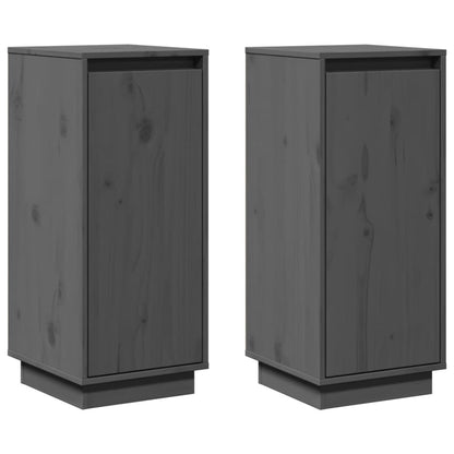 Aparador 2 Uds Madera Maciza De Pino Gris 31,5x34x75 Cm / Vetonek_1