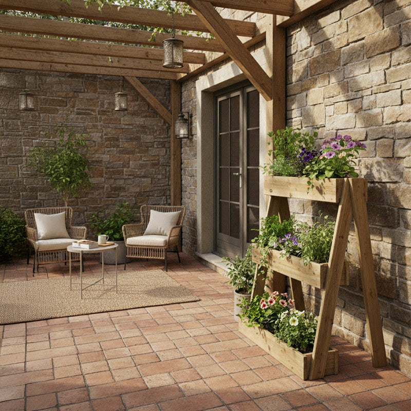 Jardinera Vertical Madera Tratada Exterior Stand Line Island 3B Hortalia_1