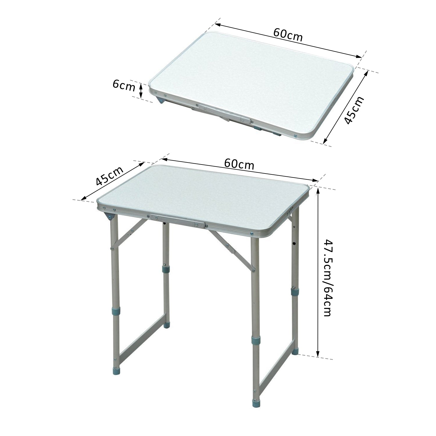 Outsunny Mesa Plegable Como Una Maleta Para Playa Camping 60x45x64cm Aluminio_2