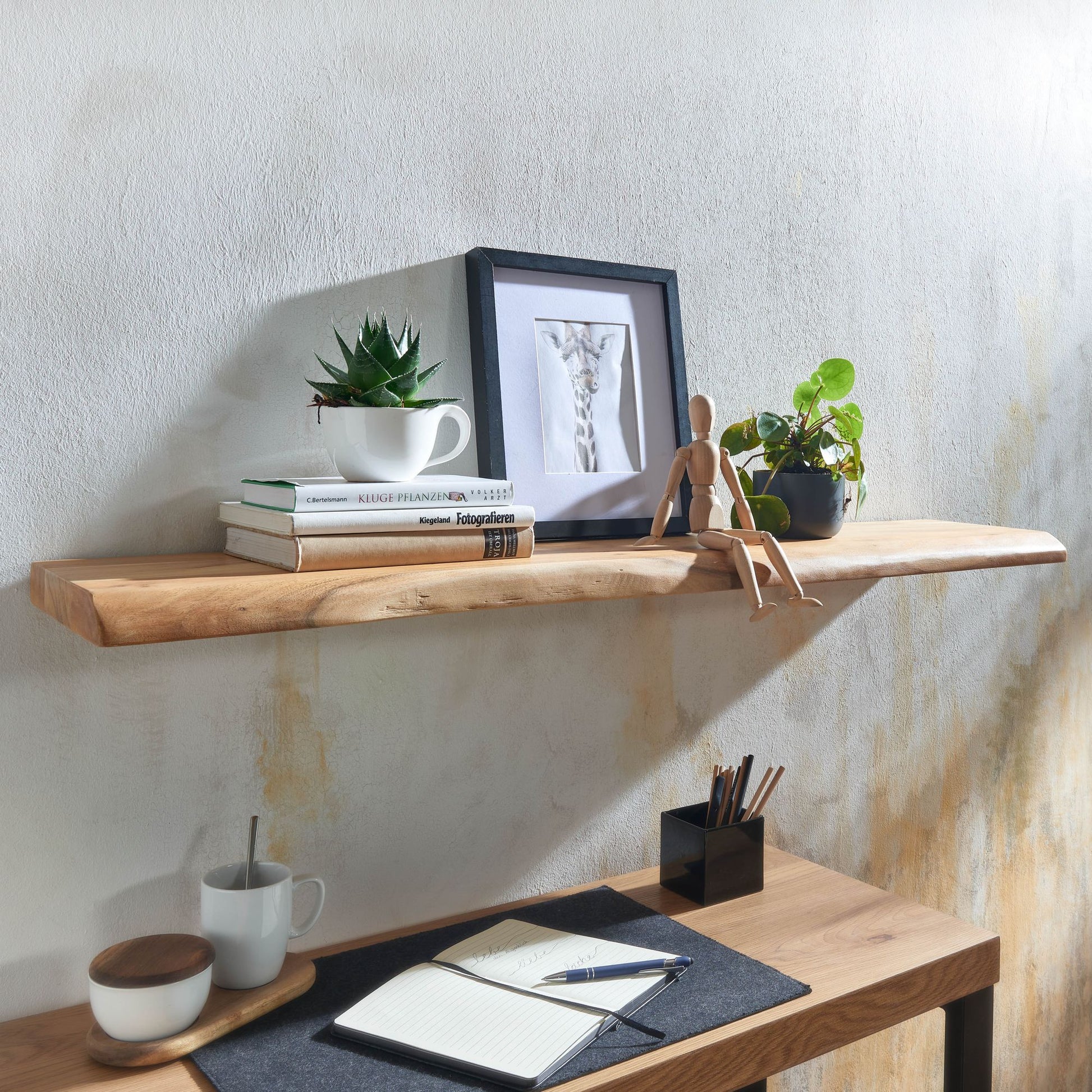 Estantería De Pared 120 Cm En Madera Maciza De Acacia_1