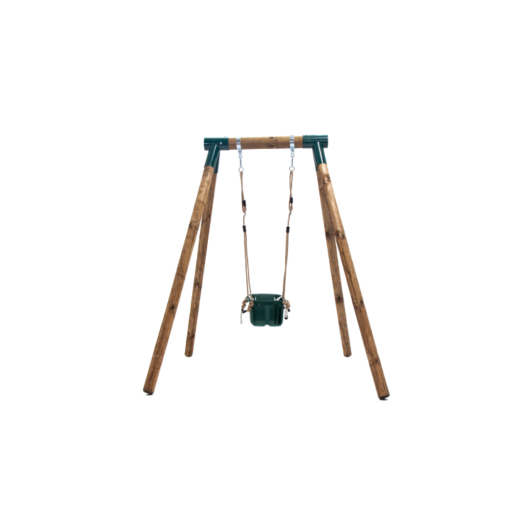 Columpio Individual De Madera Redonda Masgames Kila L + Asiento Bebe.