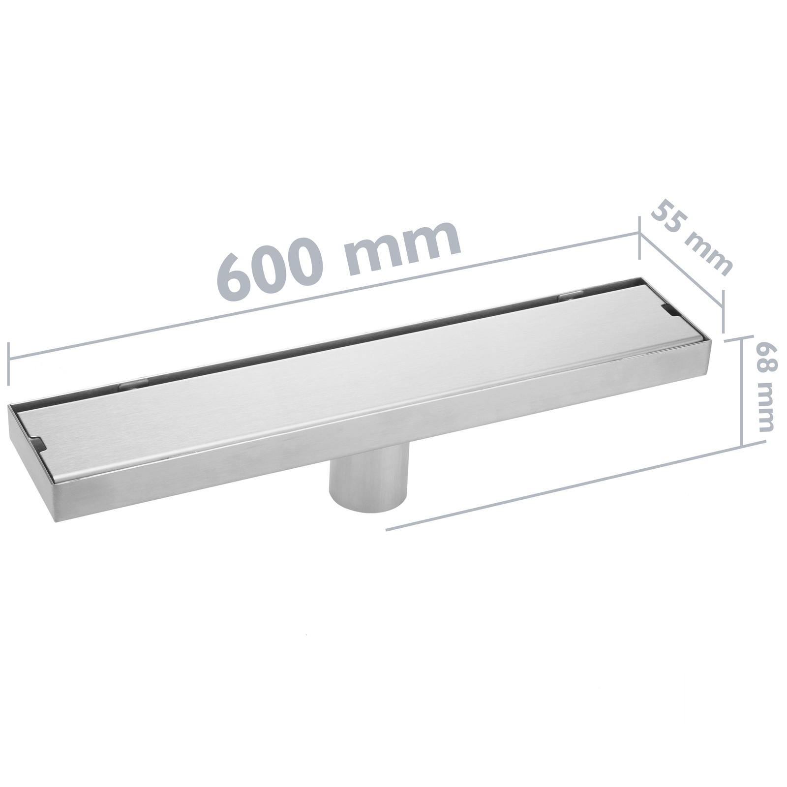 Canaleta De Desagüe Para Ducha 60cm Para Azulejo En Acero Inoxidable Mate_1