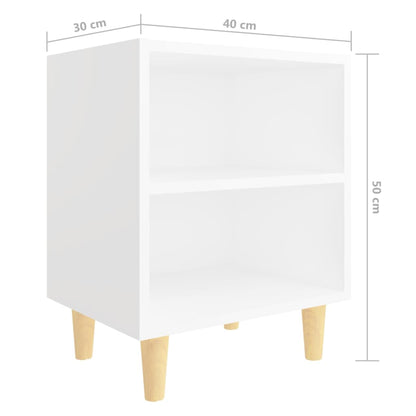 Mesita De Noche Con Patas De Madera Maciza Blanco 40x30x50 Cm_4
