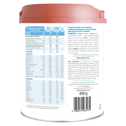 Pack 2x Leche Primea 3 (12 meses a 3 años) Ecológica, 800 g Babybio