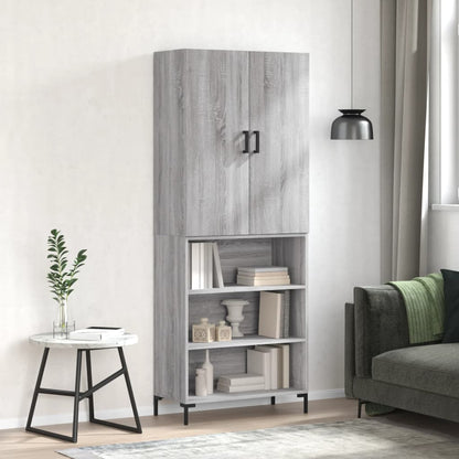 Aparador Alto Madera Contrachapada Gris Sonoma 69,5x34x180 Cm_0