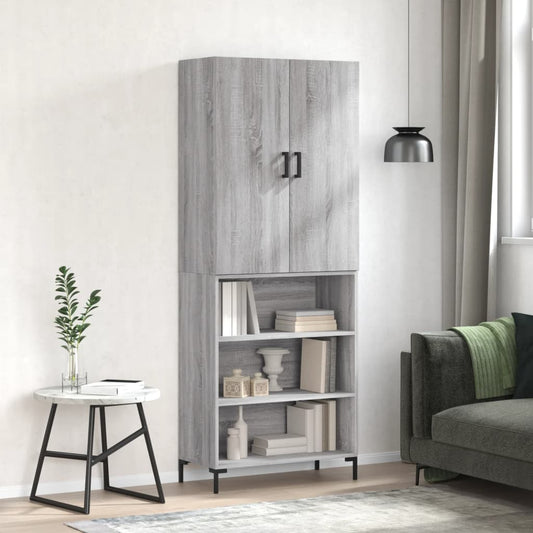 Aparador Alto Madera Contrachapada Gris Sonoma 69,5x34x180 Cm_0