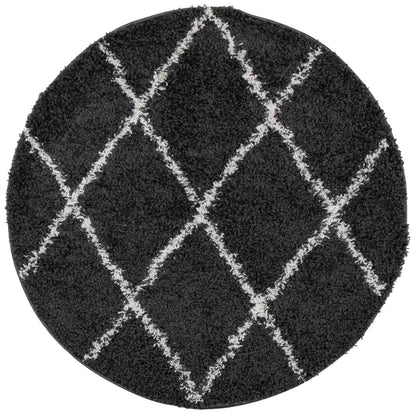 Vidaxl Alfombra De Pelo Largo Moderna Pamplona Negro Y Crema Ø 80 Cm_0