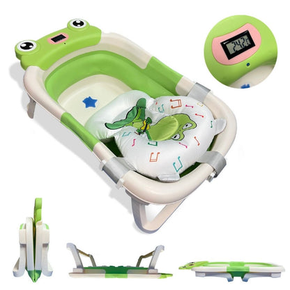 Bathby Bañera Plegable Para Bebés Recién Nacidos, Cojín Rana, Termómetro, Patas Antideslizantes (verde Rana)_0