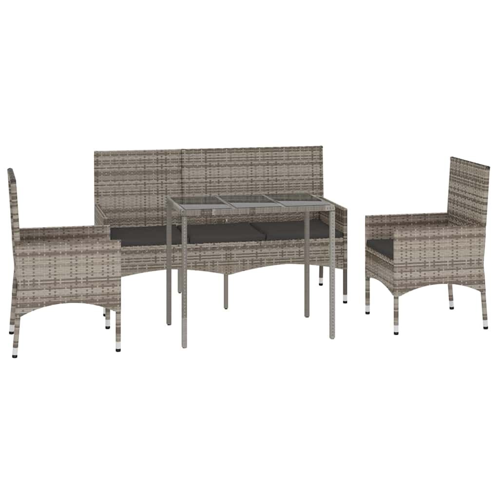 Vidaxl Set De Muebles De Jardín 4 Pzas Y Cojines Ratán Sintético Gris_0