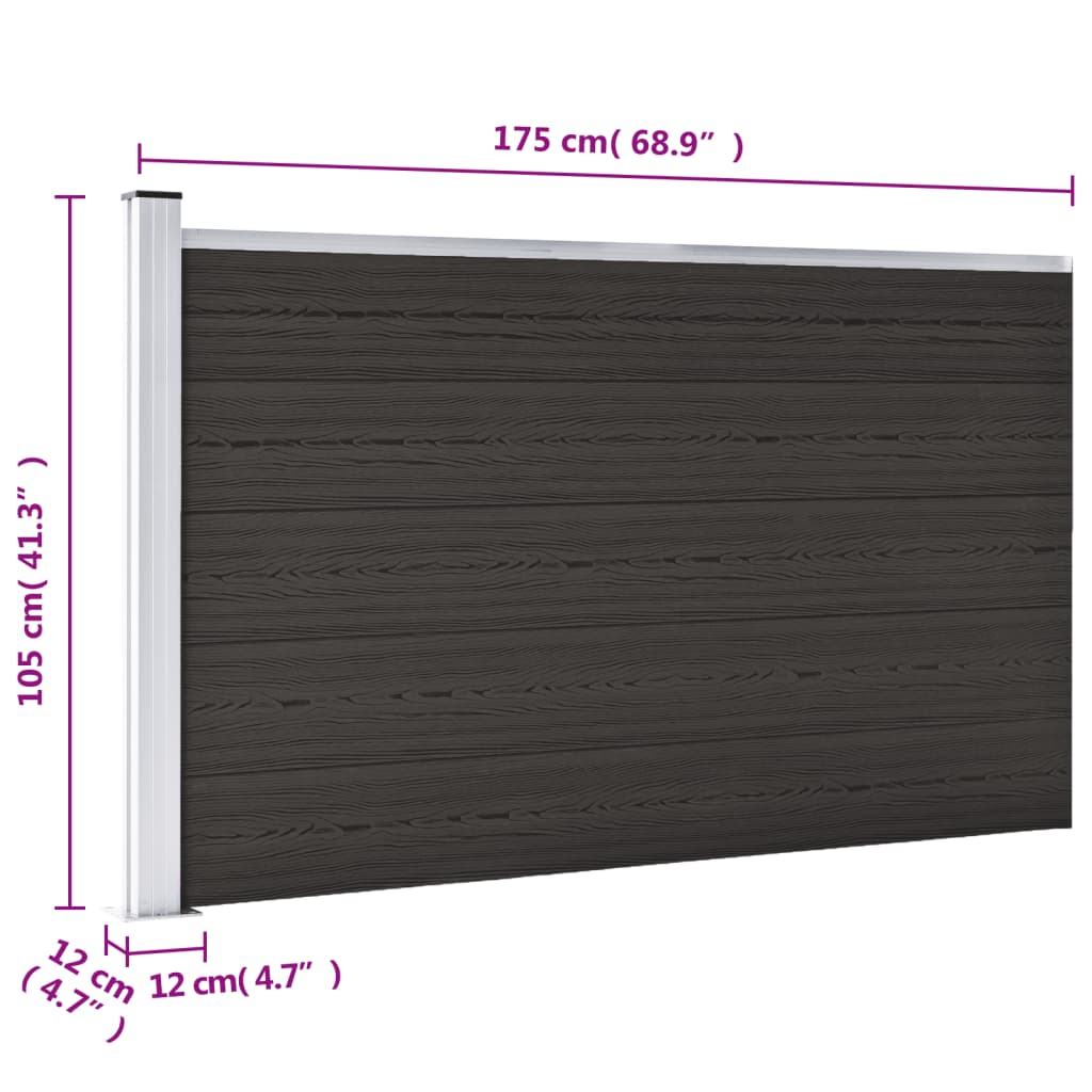 Panel De Valla Wpc Negro 175x105 Cm / Vetonek_1