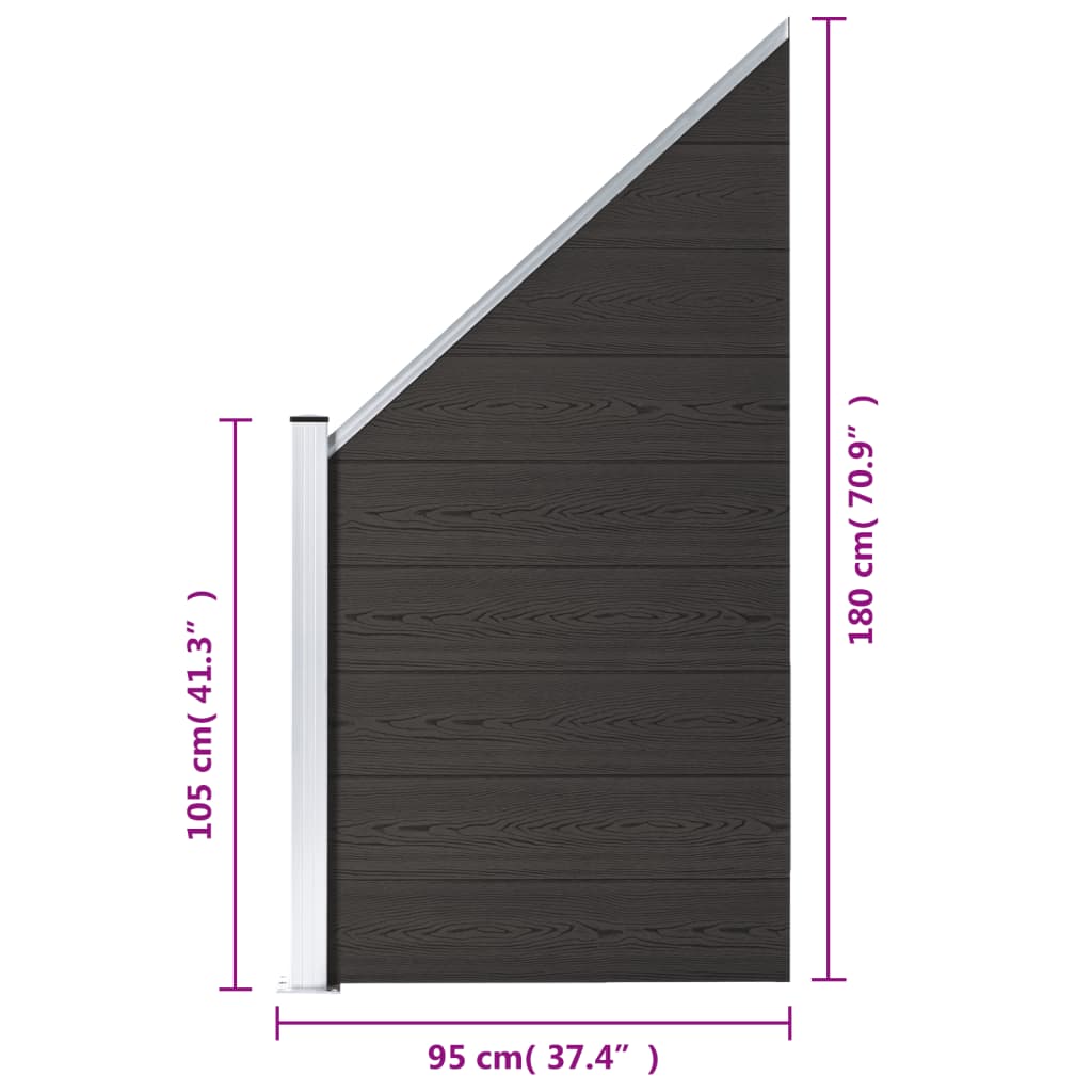 Panel De Valla Wpc Negro 95x(105-180) Cm / Vetonek_3