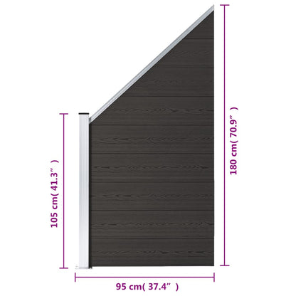 Panel De Valla Wpc Negro 95x(105-180) Cm / Vetonek_3