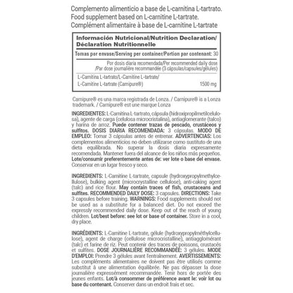 L-carnitina Carnipure® L-tartrato 1500mg - 90 Cápsulas Vegetales - Ayuda A Adelgazar - Masmusculo_5