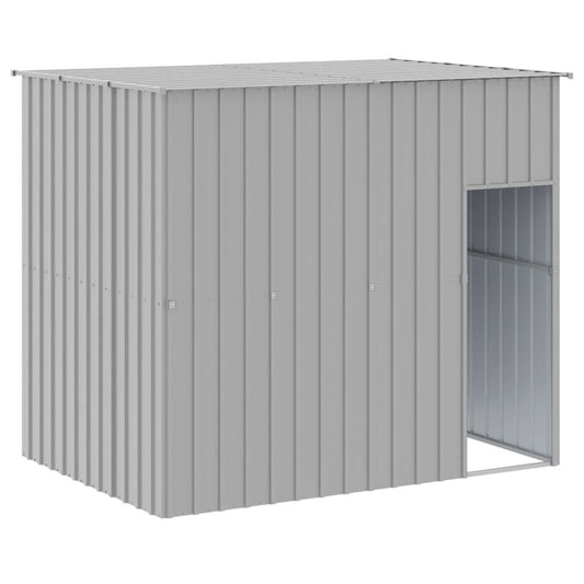 Vidaxl Caseta Perros Tejado Acero Galvanizado Gris Claro 214x153x181cm_0