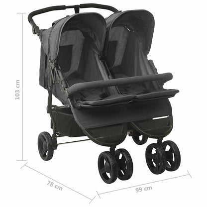 Vidaxl Carrito Para Gemelos De Acero Gris Antracita_2