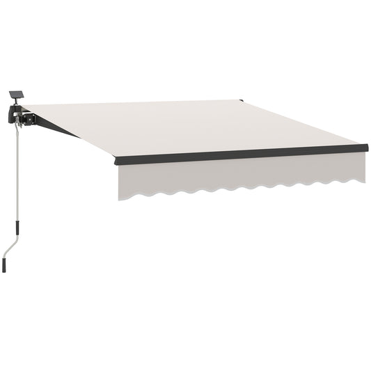 Outsunny Toldo Manual Retráctil 3x2,5 M Con Luces Led Ángulo Ajustable Crema_0
