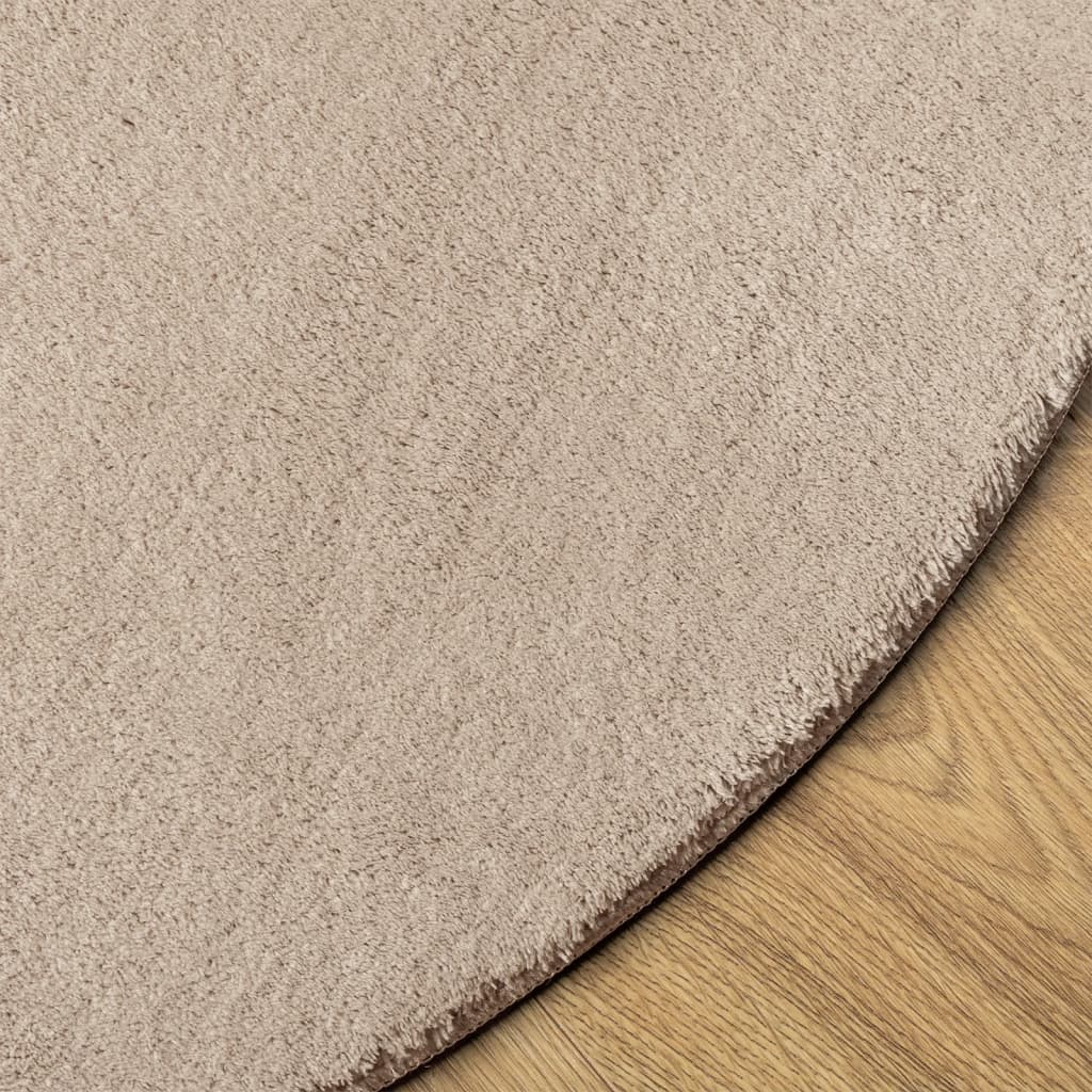 Alfombra De Pelo Corto Suave Lavable Huarte Arena Ø 100 Cm / Vetonek_4