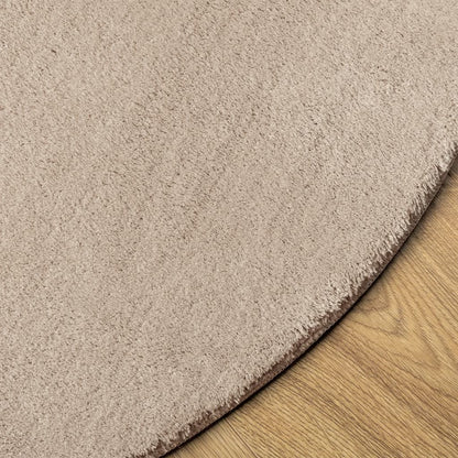 Alfombra De Pelo Corto Suave Lavable Huarte Arena Ø 100 Cm / Vetonek_4