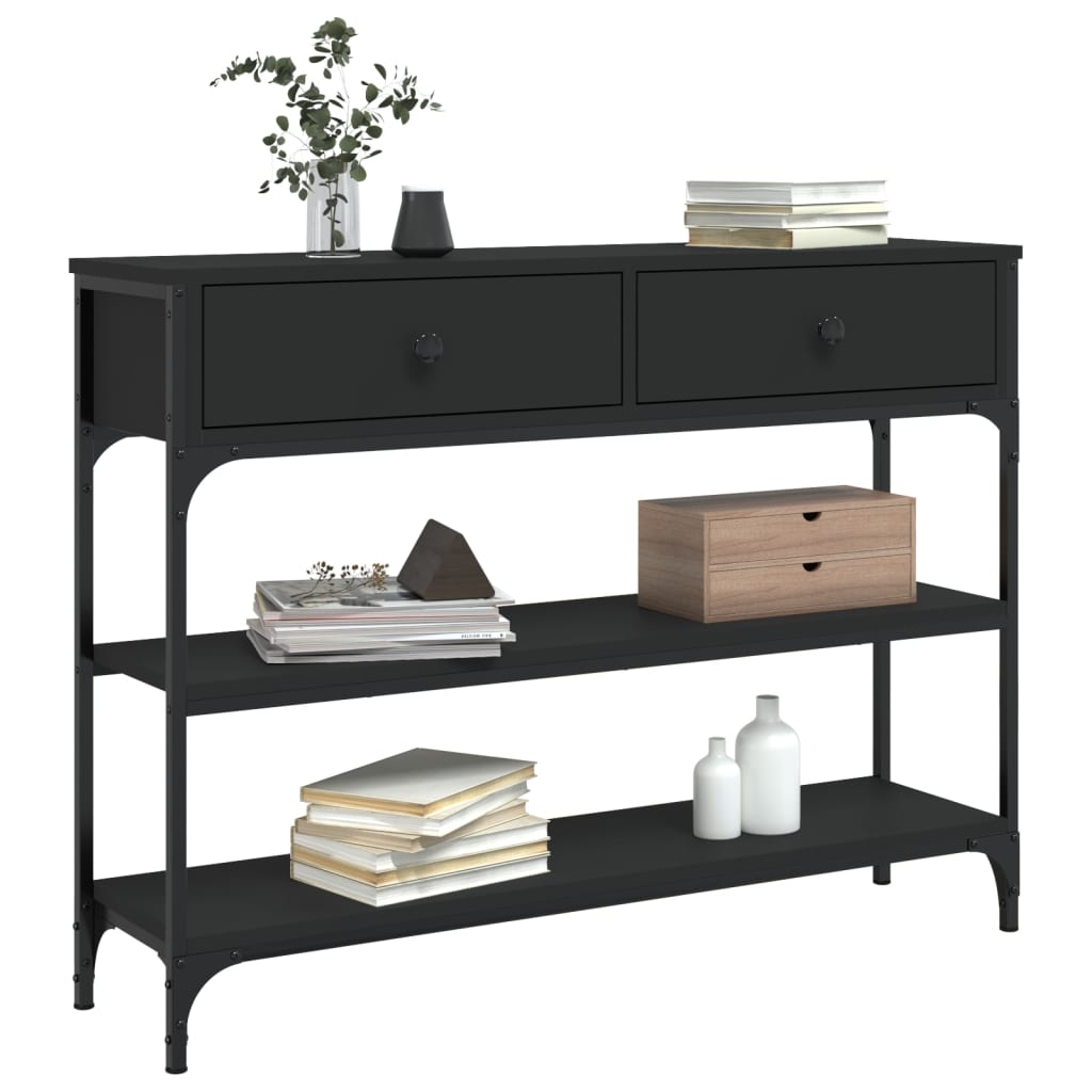 Mesa Consola Madera De Ingeniería Negra 100x25x75 Cm_1