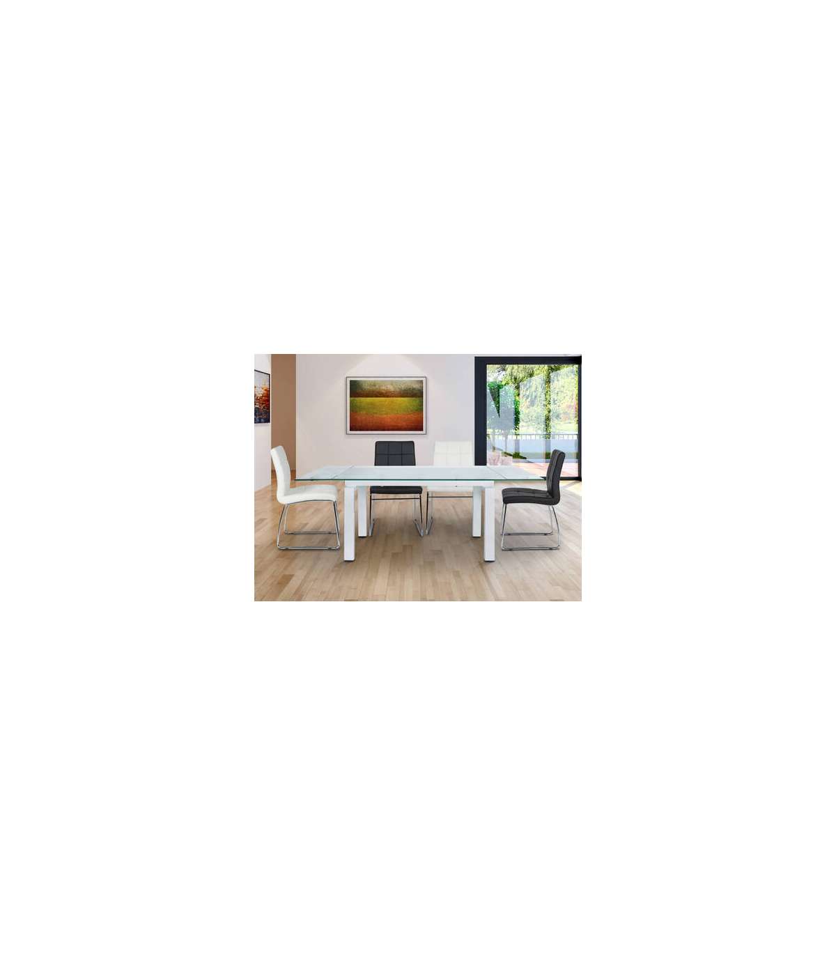 Mesa De Comedor Cheap Garona Extensible Patas Blancas. 140200 Cm(ancho) 76 Cm(altura) 90 Cm(fondo)_0