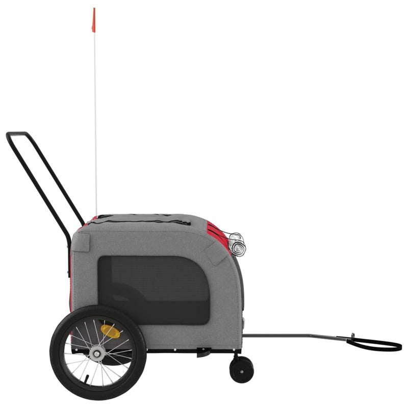 Vidaxl Remolque De Bicicleta Mascotas Hierro Tela Oxford Rojo Gris_5