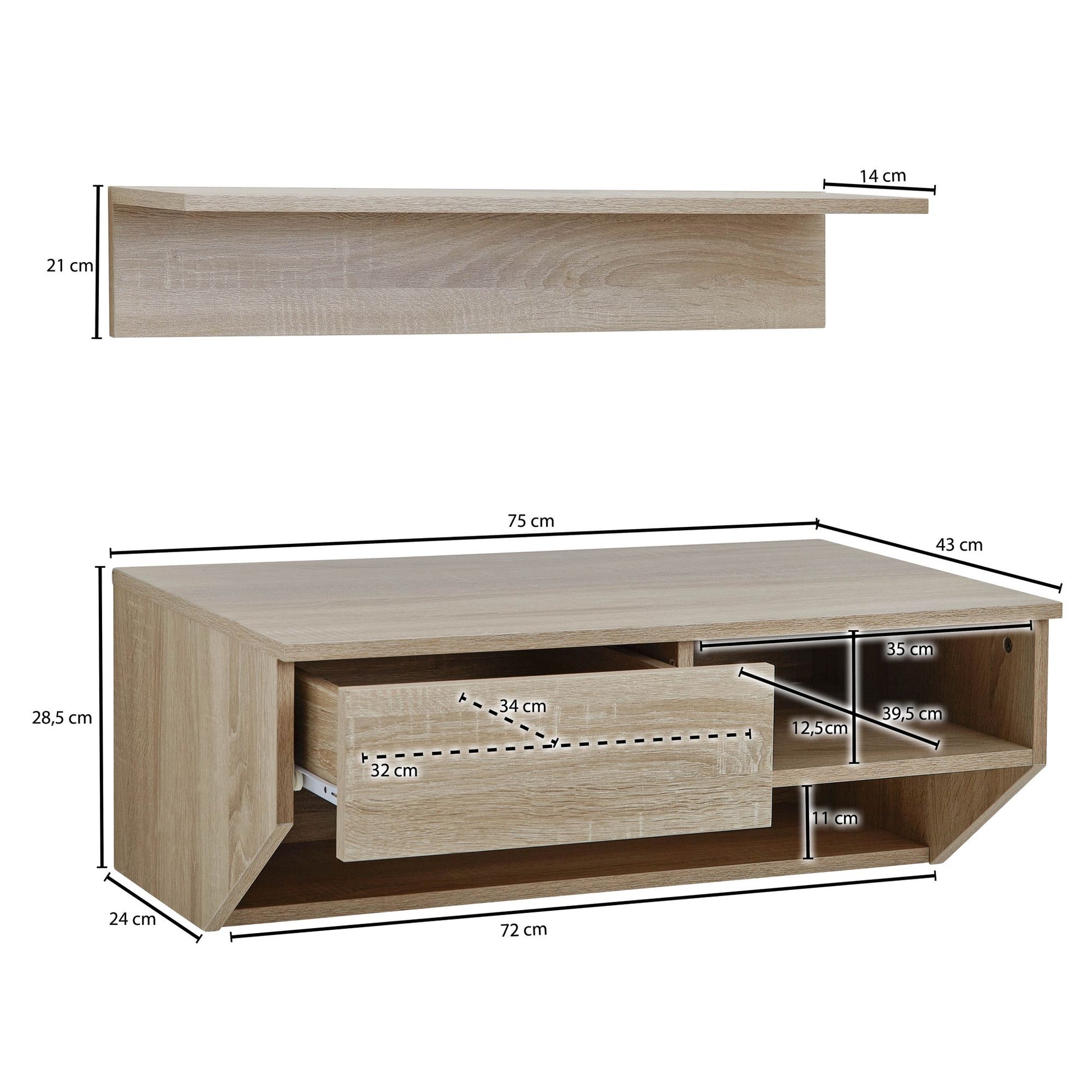 Estante De Pared 75 Cm De Roble Sonoma_3
