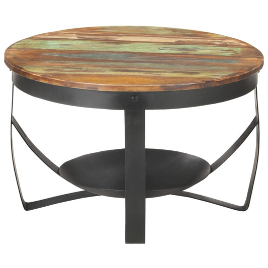 Mesa De Centro De Madera Maciza Reciclada Ø68x43 Cm_0