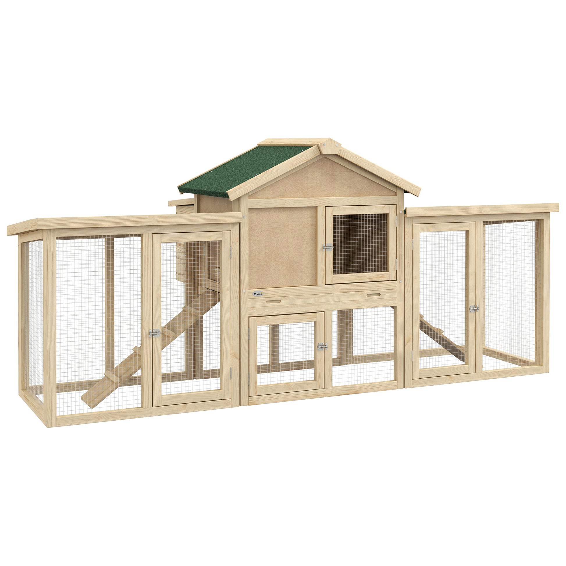 Pawhut Gallinero Grande De Madera 204x85x93 Cm Con Nido Rampa Natural_0