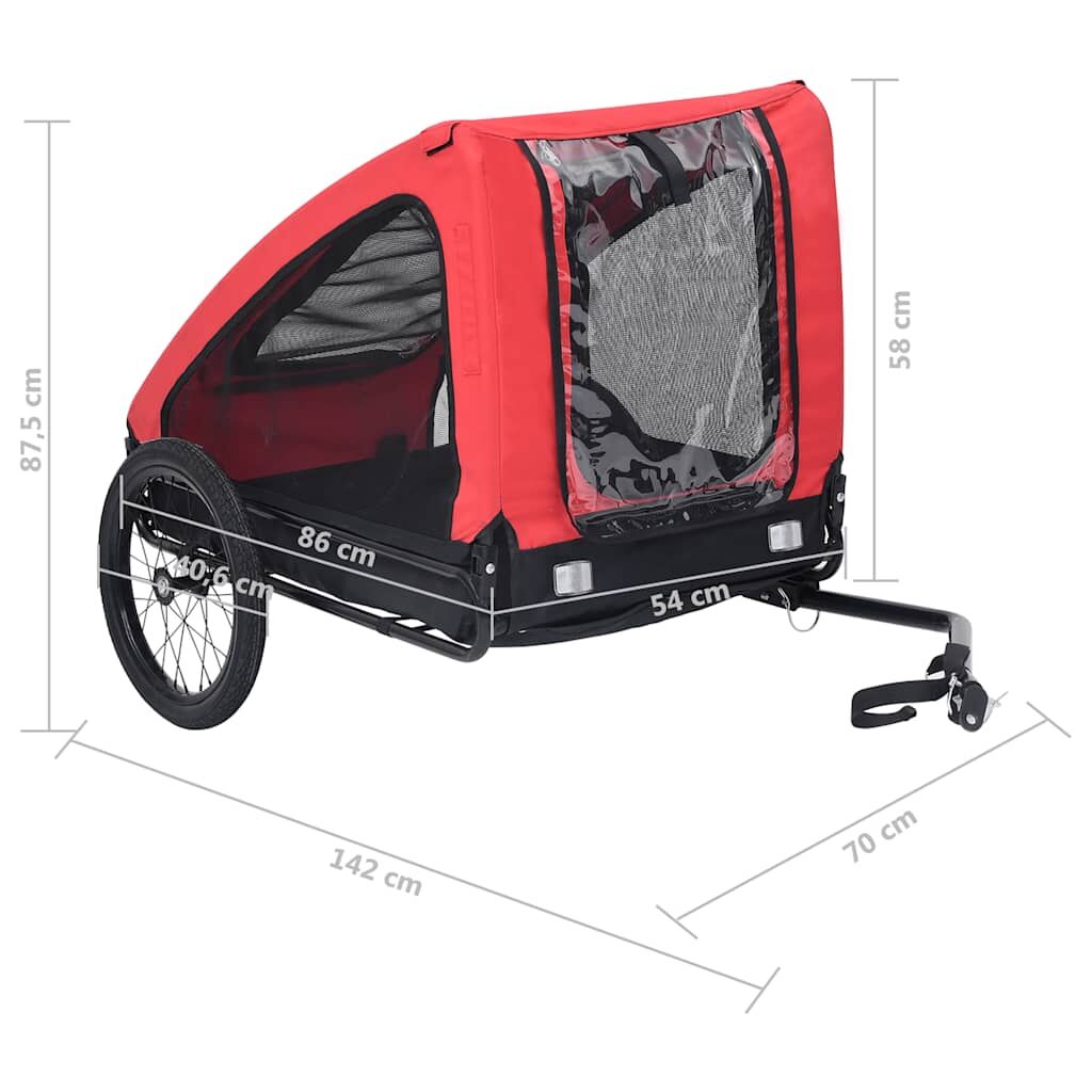 Vidaxl Remolque De Bicicleta Para Mascotas Rojo Y Negro_2
