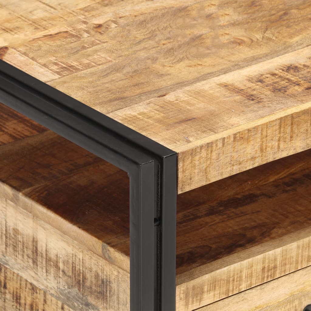 Mesa De Centro De Madera De Mango Rugosa 100x55x45 Cm_3