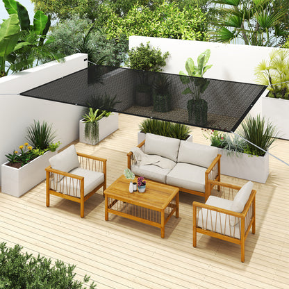 Outsunny Toldo Vela De Sombra Rectangular 3x2 M Protección Solar 65% Negro_4