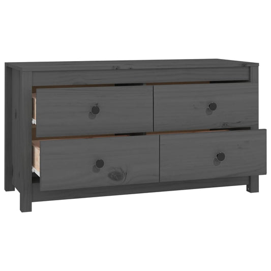 Armario Auxiliar De Madera Maciza De Pino Gris 100x40x54 Cm / Vetonek_0