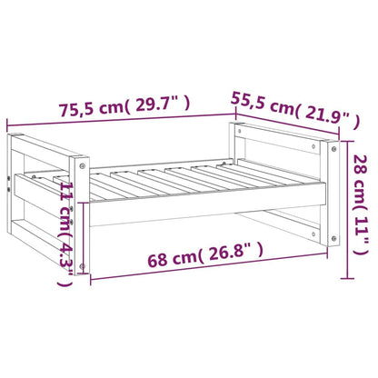 Vidaxl Cama Para Perros Madera Maciza De Pino Negro 75,5x55,5x28 Cm_2