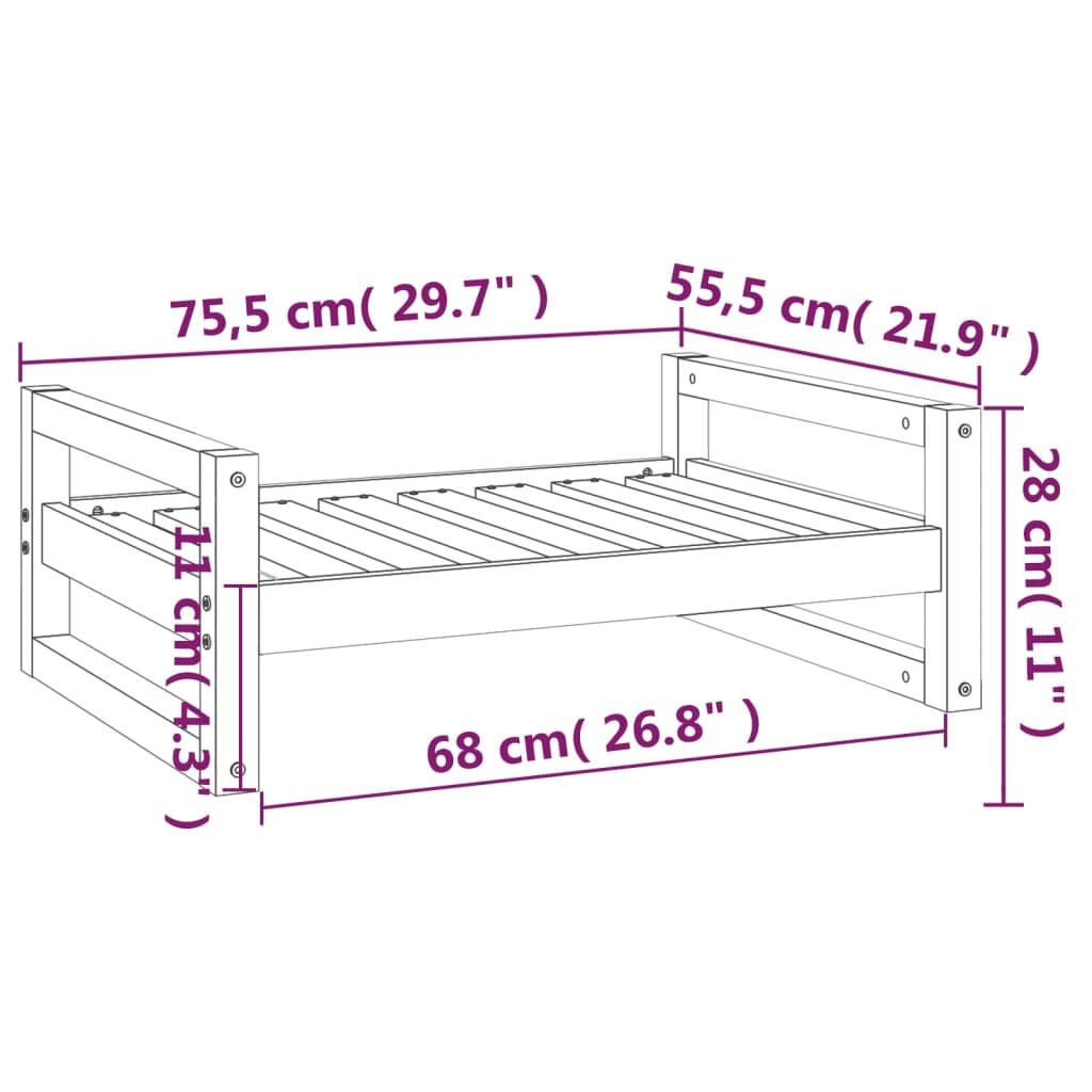 Vidaxl Cama Para Perros Madera Maciza De Pino Blanco 75,5x55,5x28 Cm_2