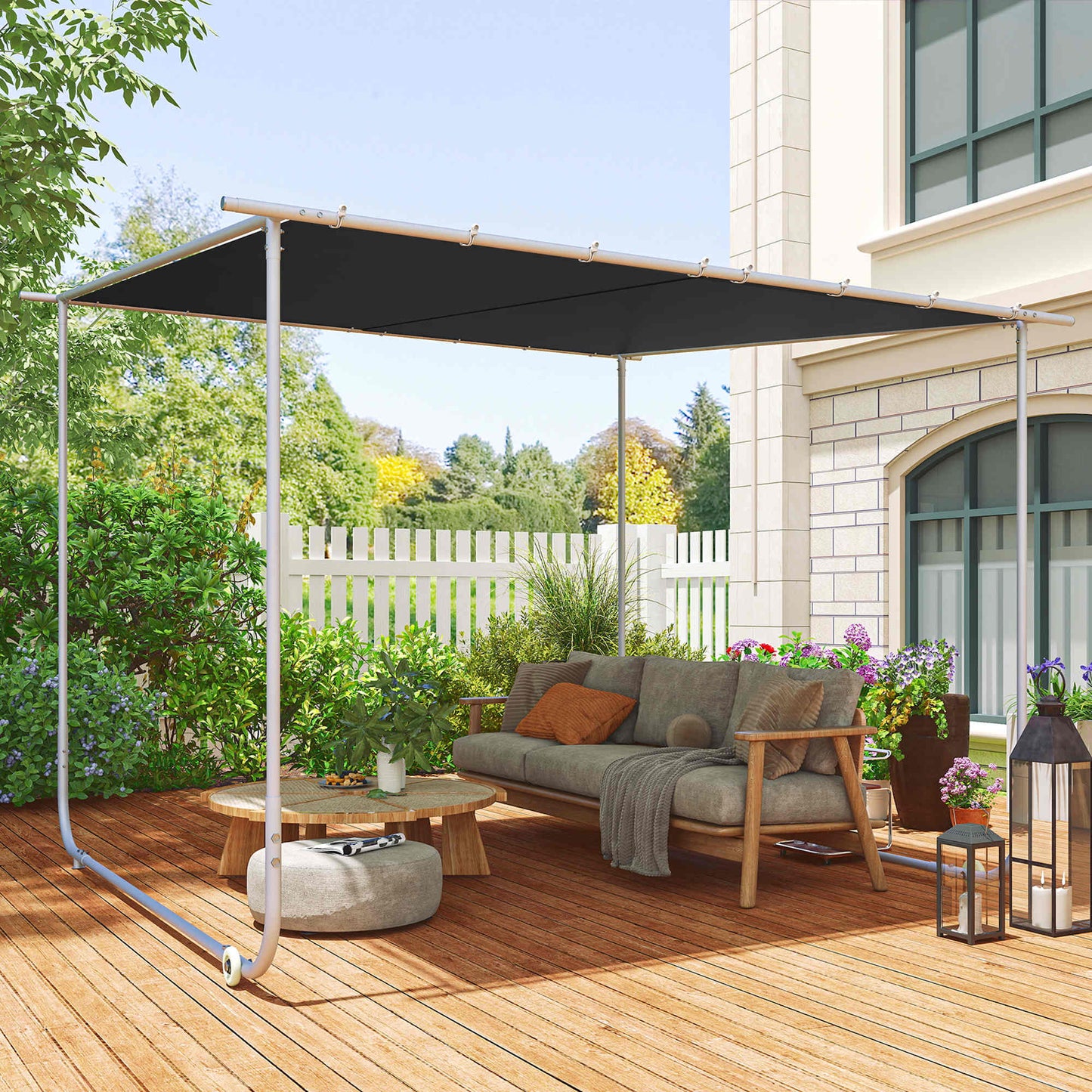 Outsunny Pérgola 3x3 M Con Ruedas Protección Uv 30+ Impermeable Gris Oscuro_1
