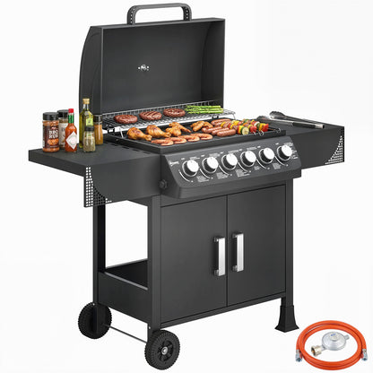 Outsunny Barbacoa De Gas Bbq Gas Con 6 Quemadores 15 Kw_0
