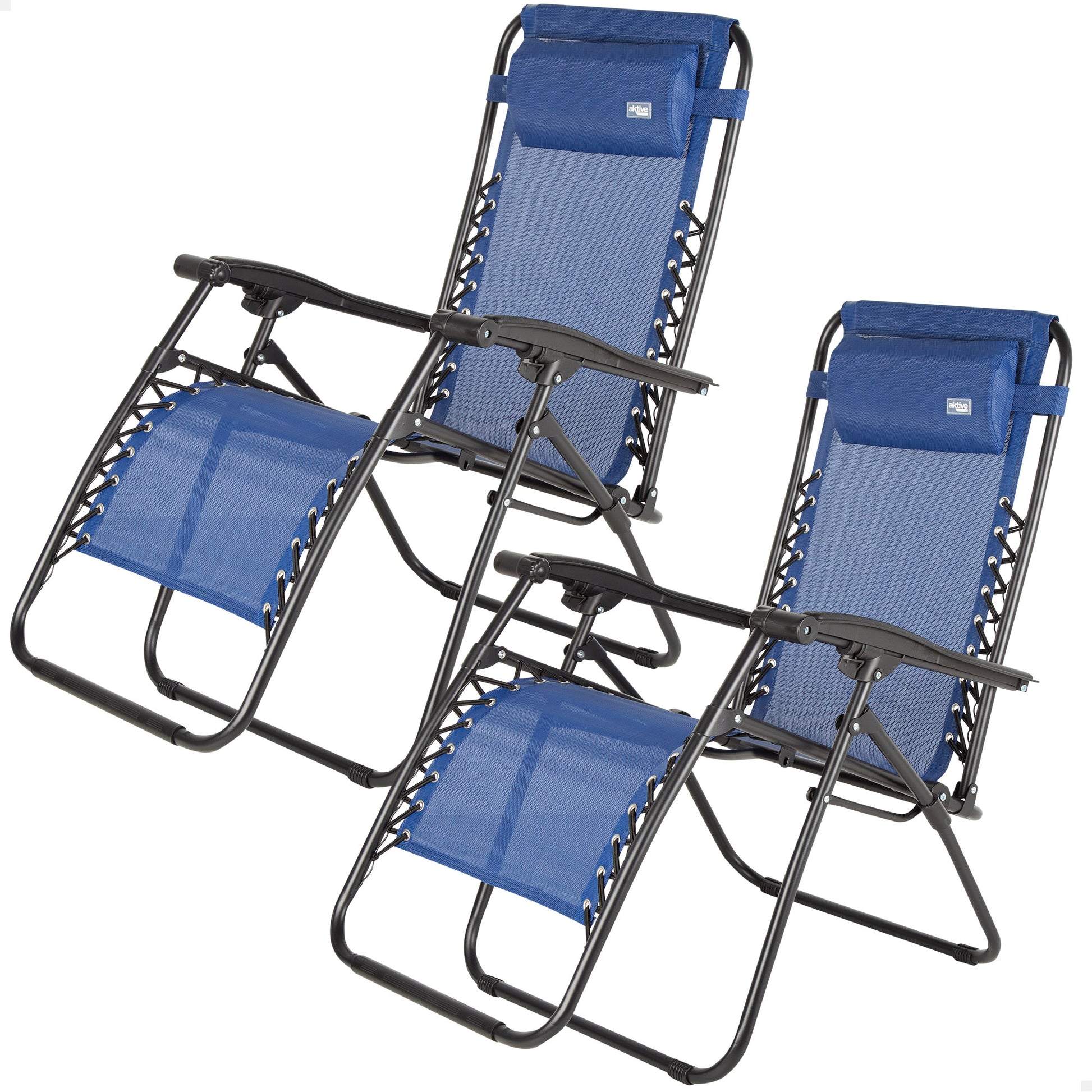 Pack 2 Sillas Plegables Jardín Gravedad Cero Azul 2 Posiciones Aktive_0