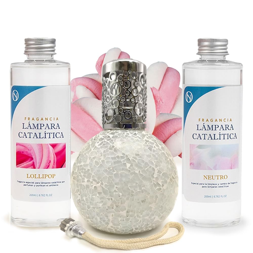 Pack Ahorro Lámpara Catalítica Mosaico Blanco + Fragancia Lollipop 500ml + Limpiador Neutro 200ml + Mecha Repuesto_0