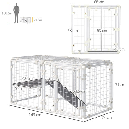 Pawhut Valla Metálica Para Mascotas 9 Paneles Puerta Con Pestillo 68x68x2,5cm_2