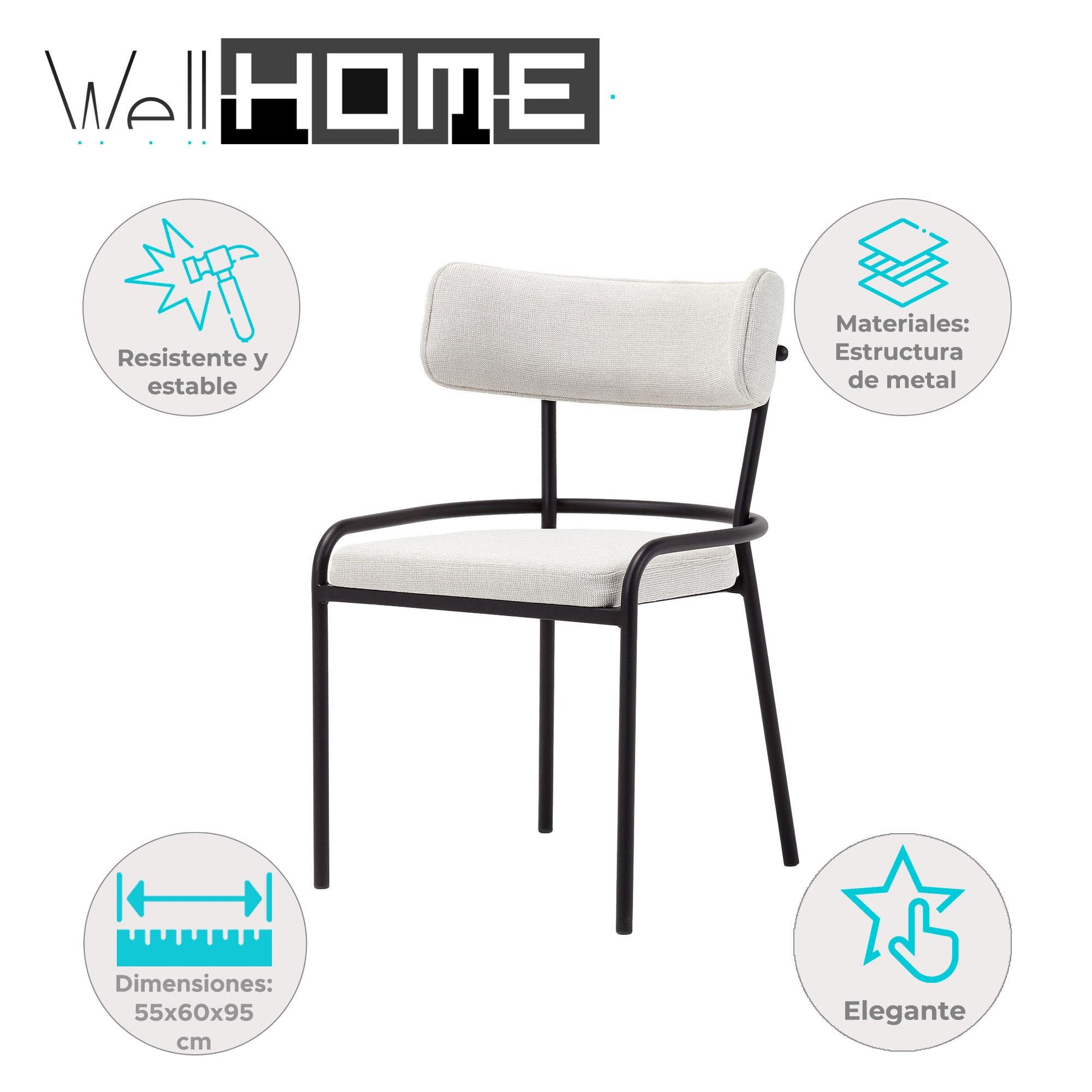 Silla Pole Beige - Diseño Minimalista 55x60x95cm - Well Home_1