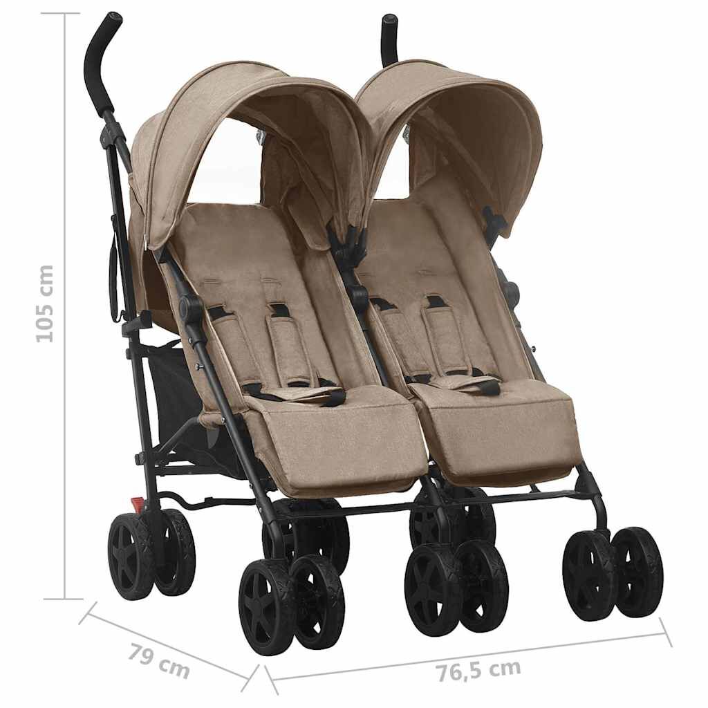 Vidaxl Carrito Para Gemelos De Acero Gris Taupe_2