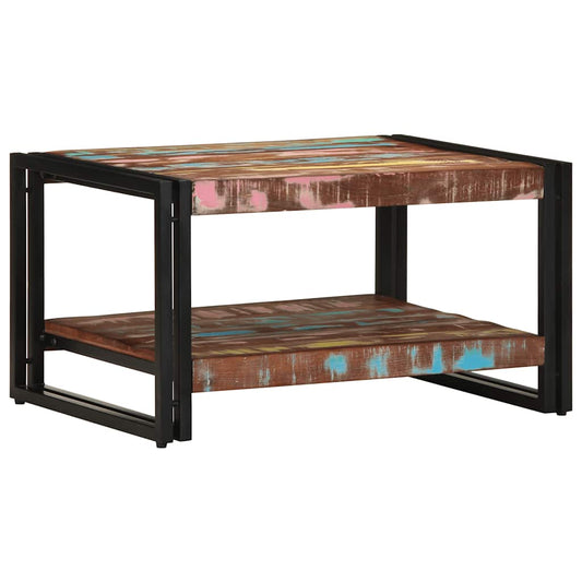 Mesa De Centro Multicolor 70x50x38 Cm Madera Maciza Reciclada_0
